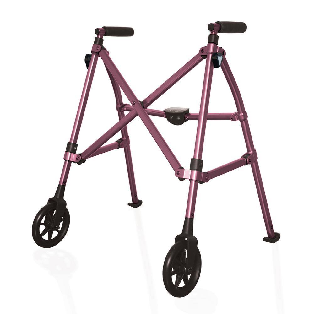 Stander Space Saver Walker Short Lightweight Junior Folding Walker for Seniors and Adults in Regal Rose 4220-R