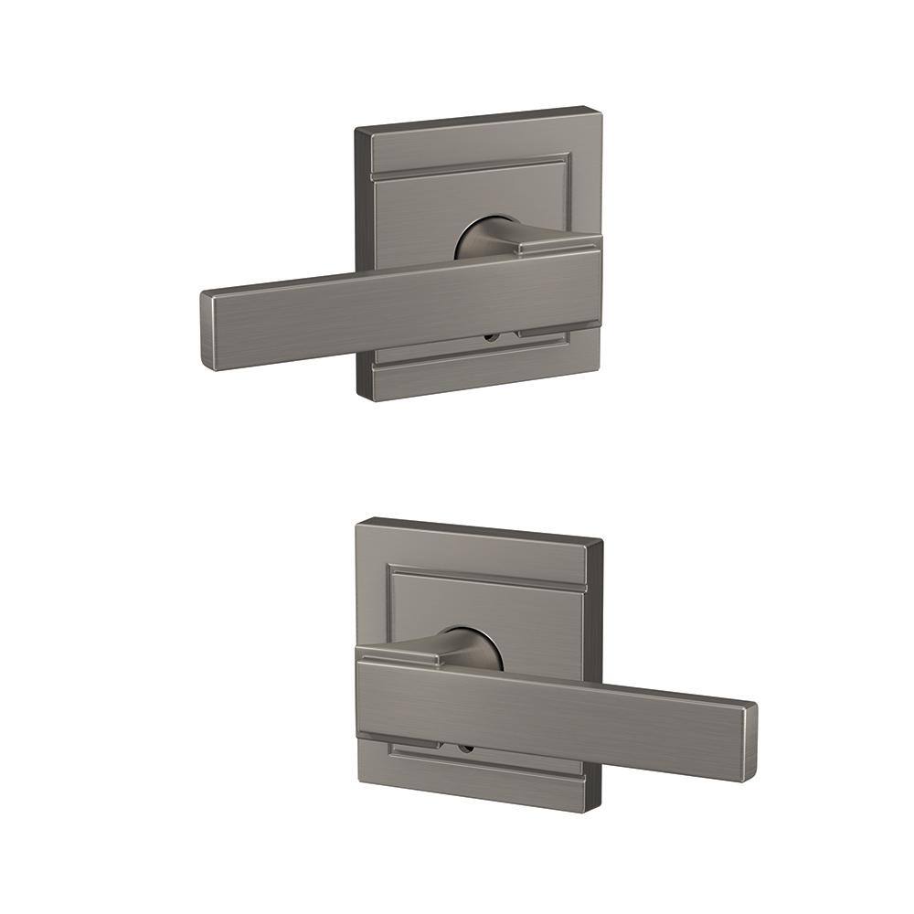 Schlage Custom Northbrook Satin Nickel Dummy Door Handle with Upland Trim (2-Pack) FC172 NBK 619 ULD