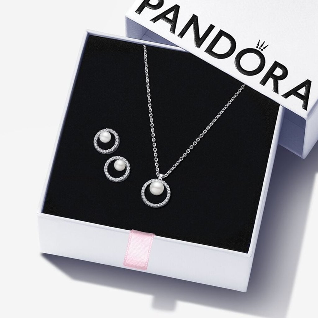 PANDORA  Pearl & Halo Jewelry Set - Sterling Silver