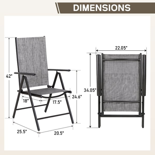 9Piece Patio Dining Set，Metal Table and Foldable Sling Dining Chairs with 7 Levels Adjustable