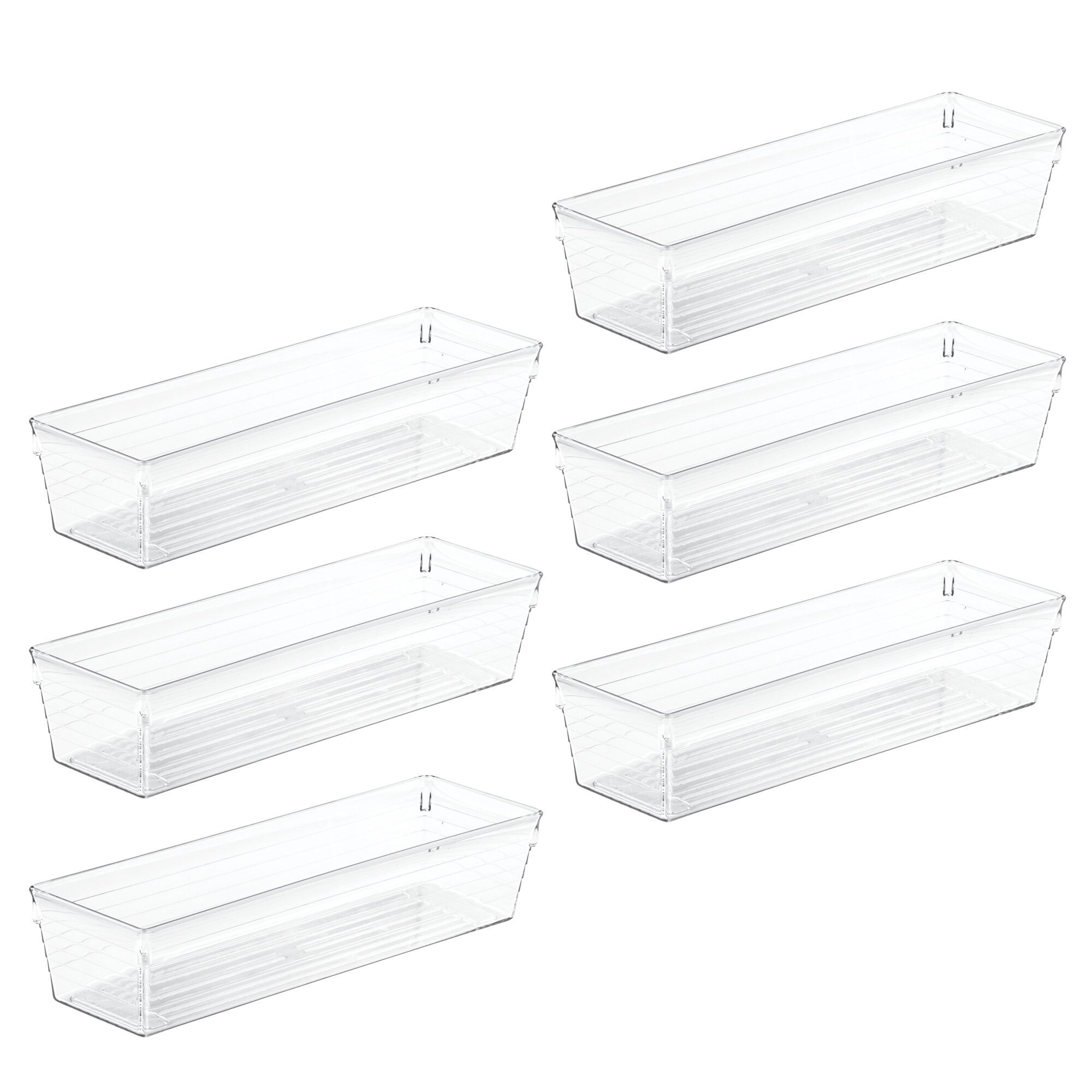 mDesign Plastic Kitchen Cabinet Drawer Organizer Tray - Utensil and Tool Storage Bin - 9 Inch Long Pantry and Kitchen Drawer Organization for Cutlery and Gadgets - Mesa Collection - 6 Pack - Clear