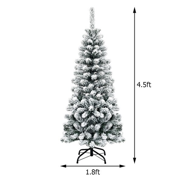 Artificial Snow Flocked Christmas Tree Unlit Pencil Hinged Tree