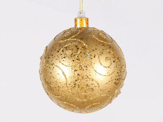 140Mm Gold Ball Ornament With Gold Glitter Design   Contemporary   Christmas Ornaments   by Queens of Christmas  Houzz