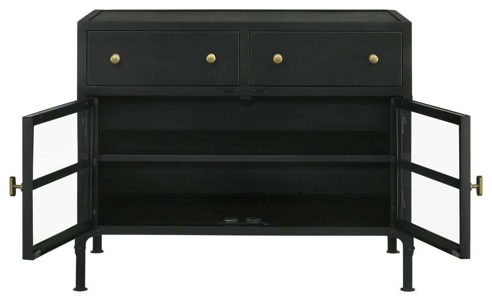 Sadler 2 drawer Accent Cabinet With Glass Doors Black   Modern   Accent Chests And Cabinets   by Modon  Houzz