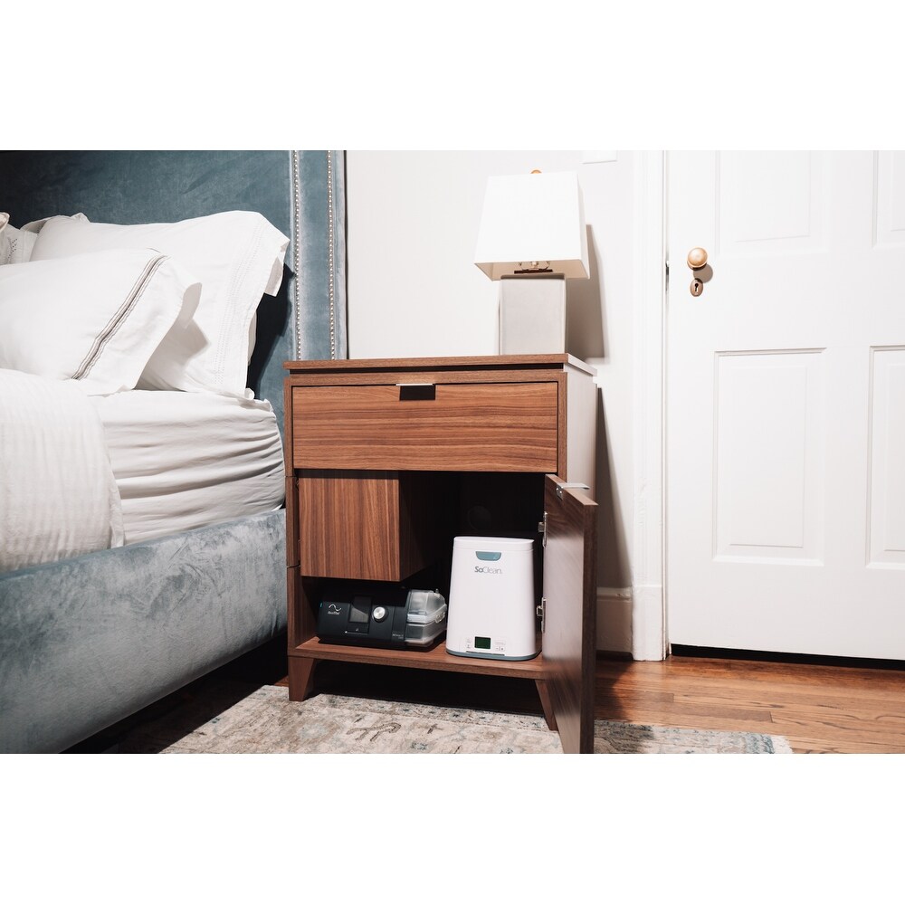 C PAP Nightstand in WALNUT with Left Side Slide