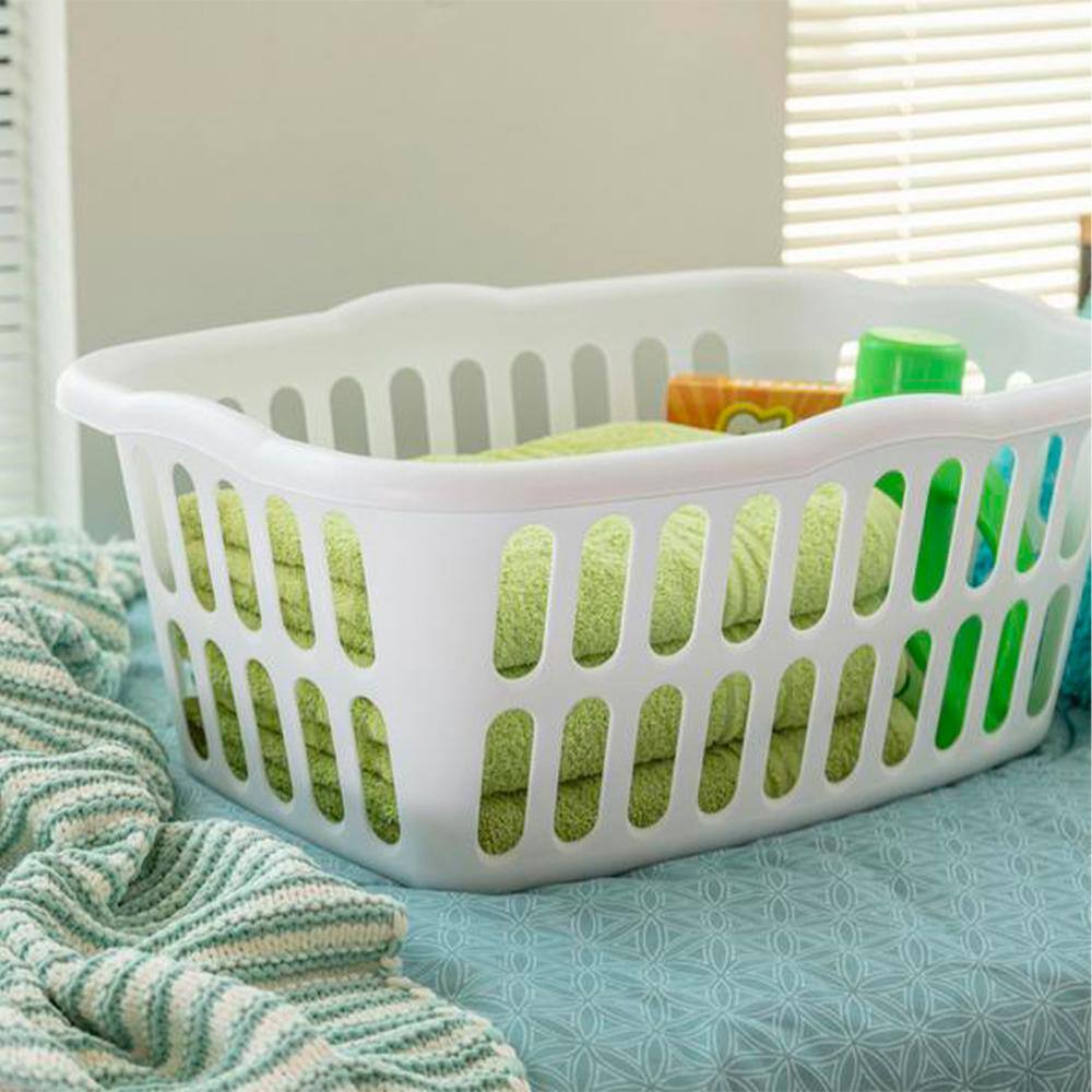 Sterilite 1.5 Bushel White Rectangular Plastic Laundry Basket Bins (12-Pack) 12 x 12458012