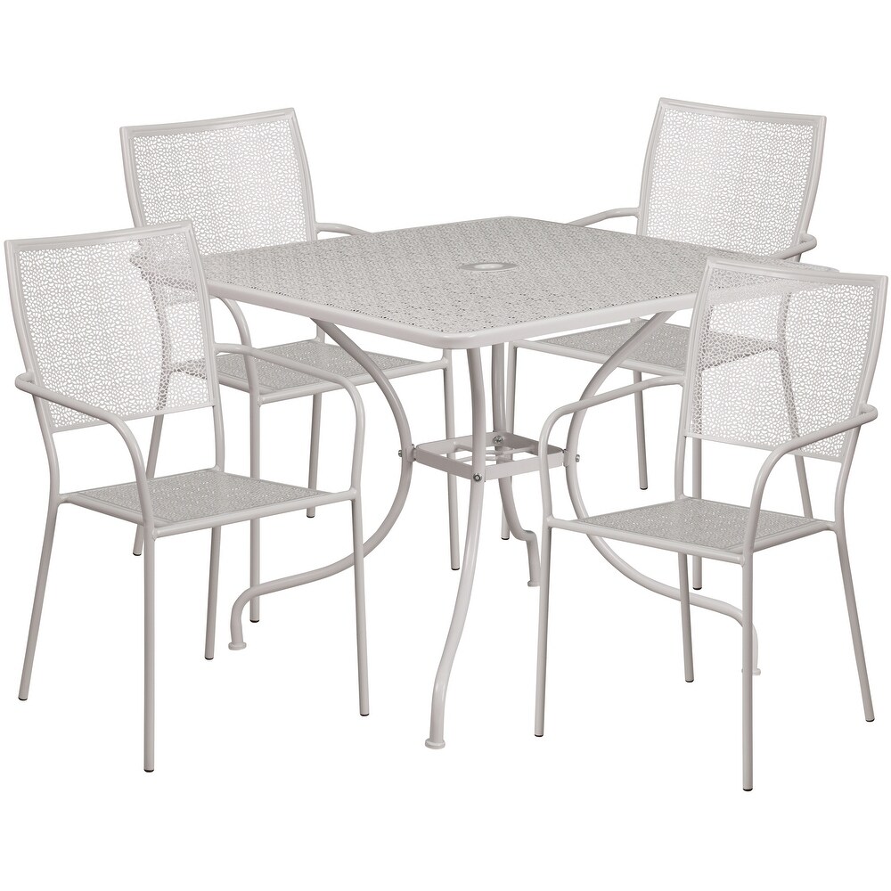 Steel 5 piece 35.5 inch Square Indoor Outdoor Dining Set