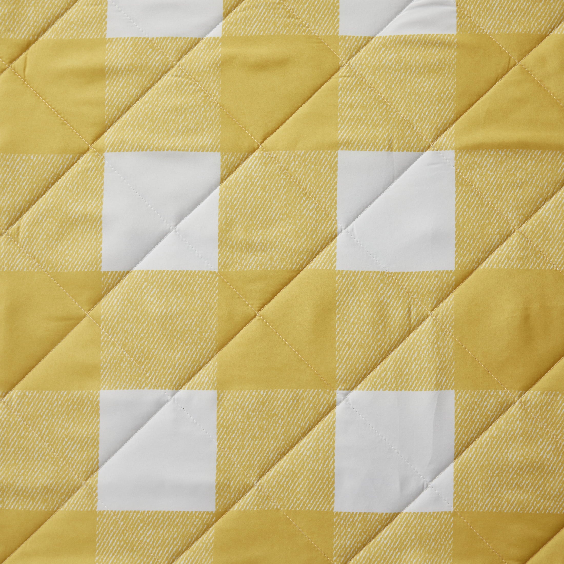 Mainstays Check Yellow Gingham Polyester Pillow Sham， Standard (1 Count)