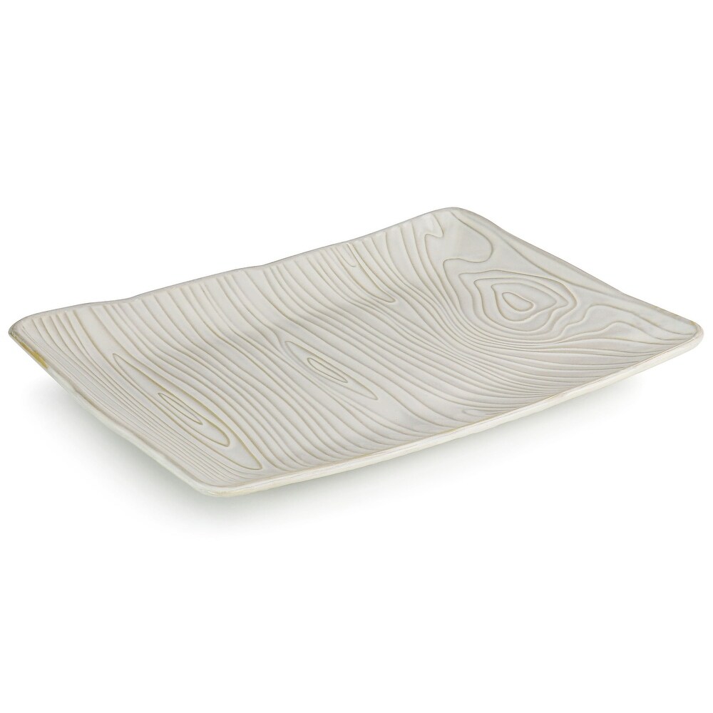 Martha Stewart 14in Stoneware Wood Pattern Serving Plate