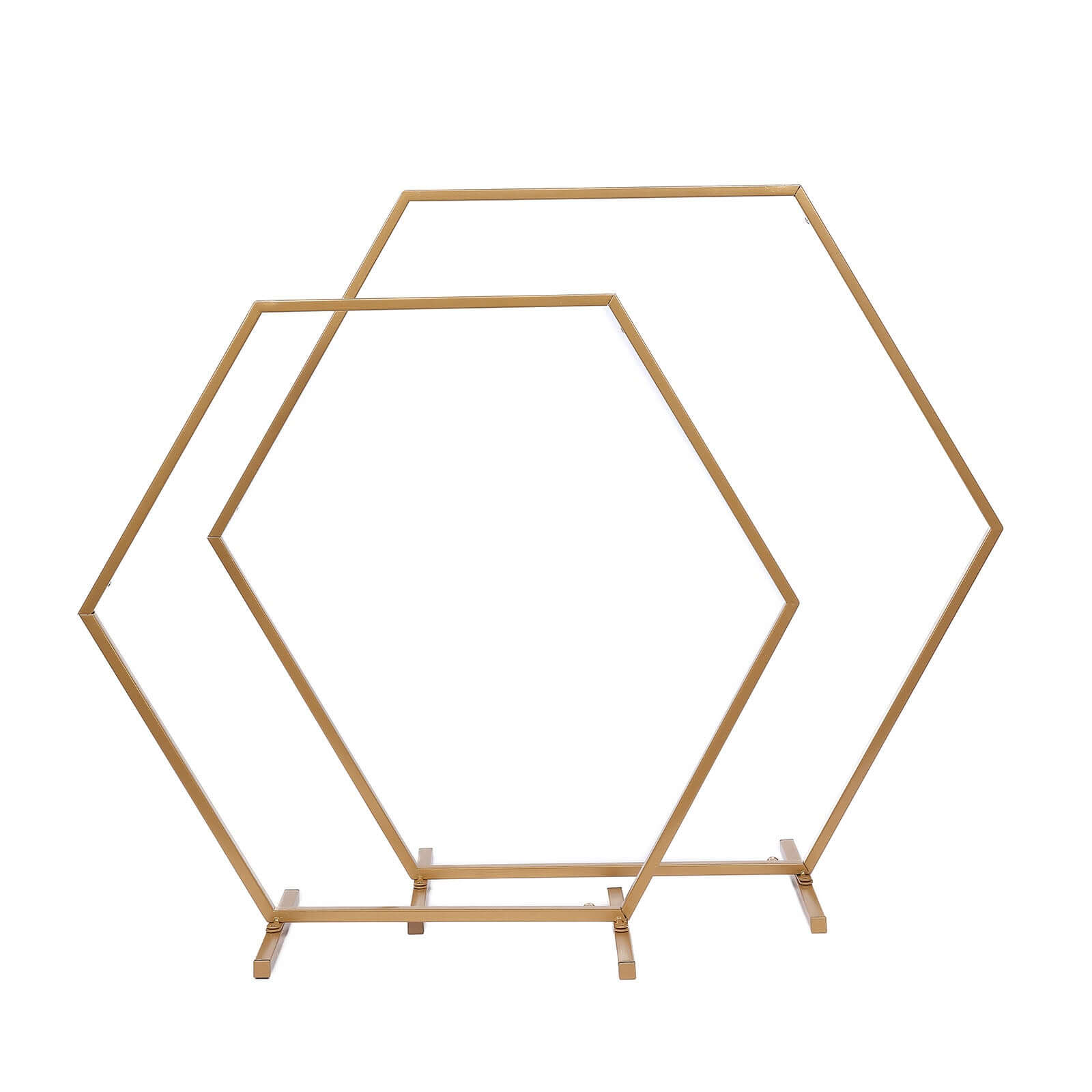 Gold Metal Hexagon Table Wedding Arch Centerpiece Stand, Geometric Self Standing Flower Balloon Frame 24