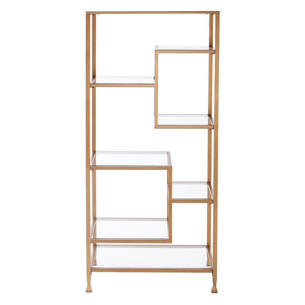 SEI Furniture Jensen Metal Asymmetrical Display Bookcase Etagere