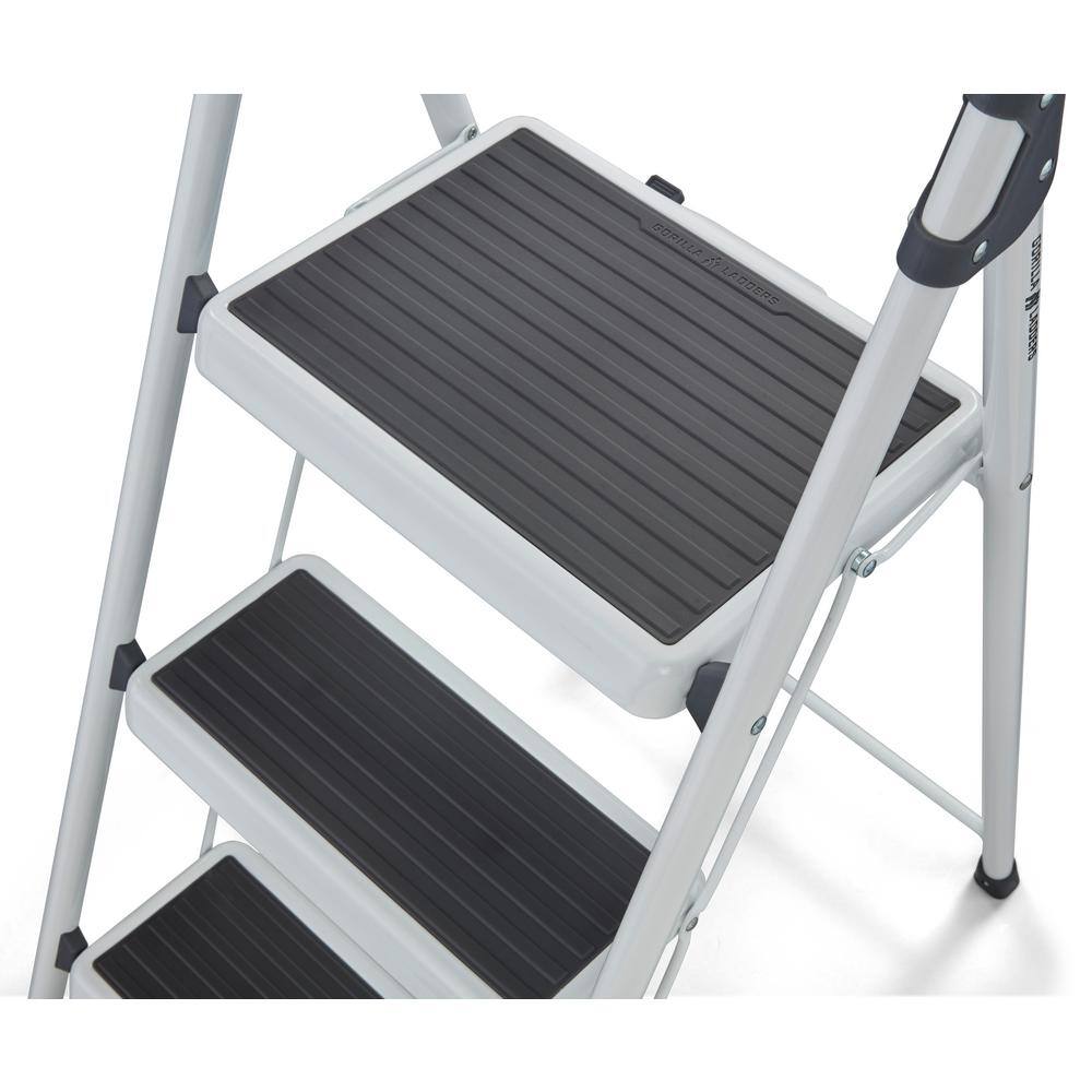 Gorilla Ladders 3-Step Steel Lightweight Step Stool Ladder 225 lbs. Load Capacity Type II Duty Rating (9ft. Reach Height) GLS-3-2