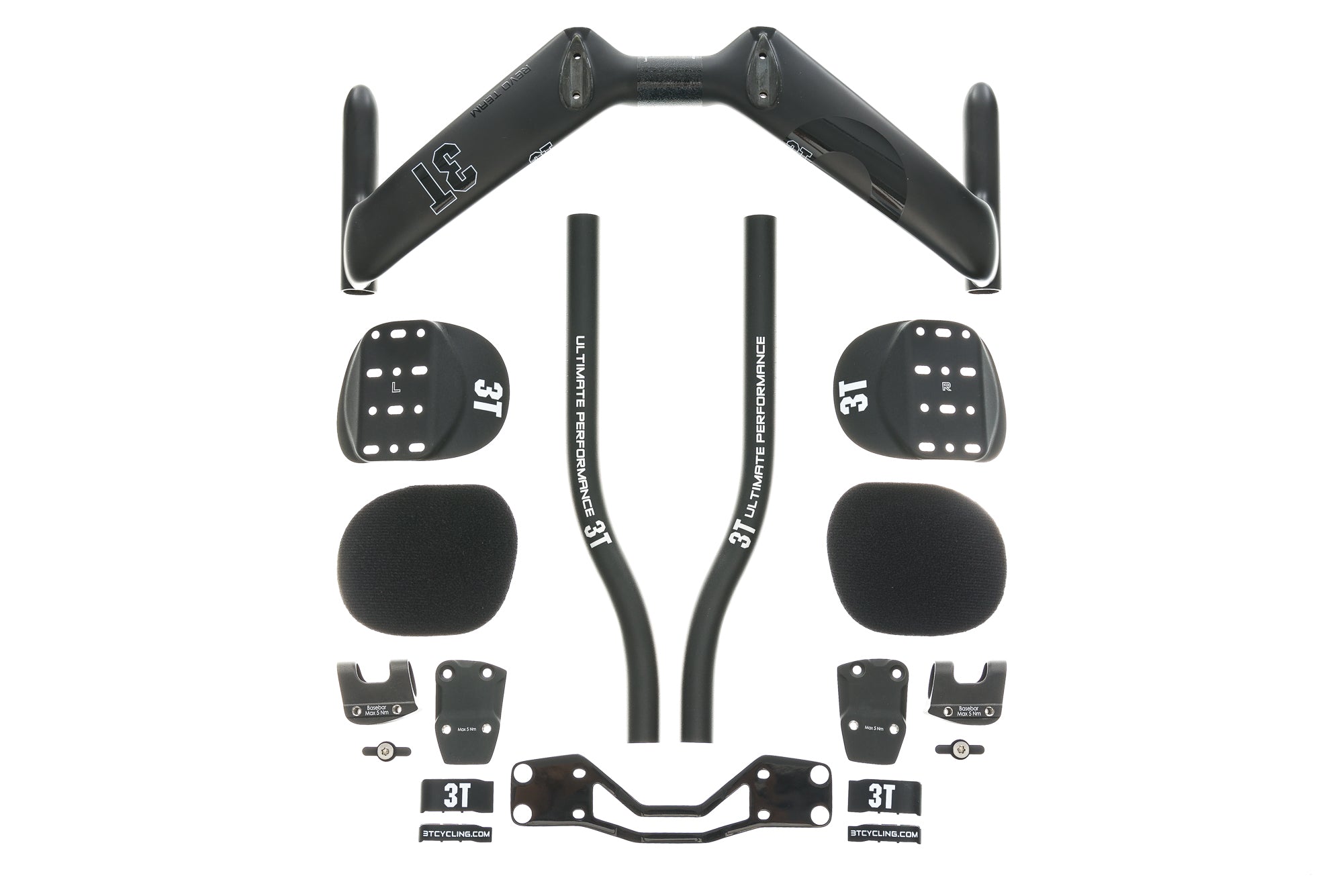 3T Revo Team Stealth Aerobar 31.8mm x 40cm Carbon/Aluminum Extensions