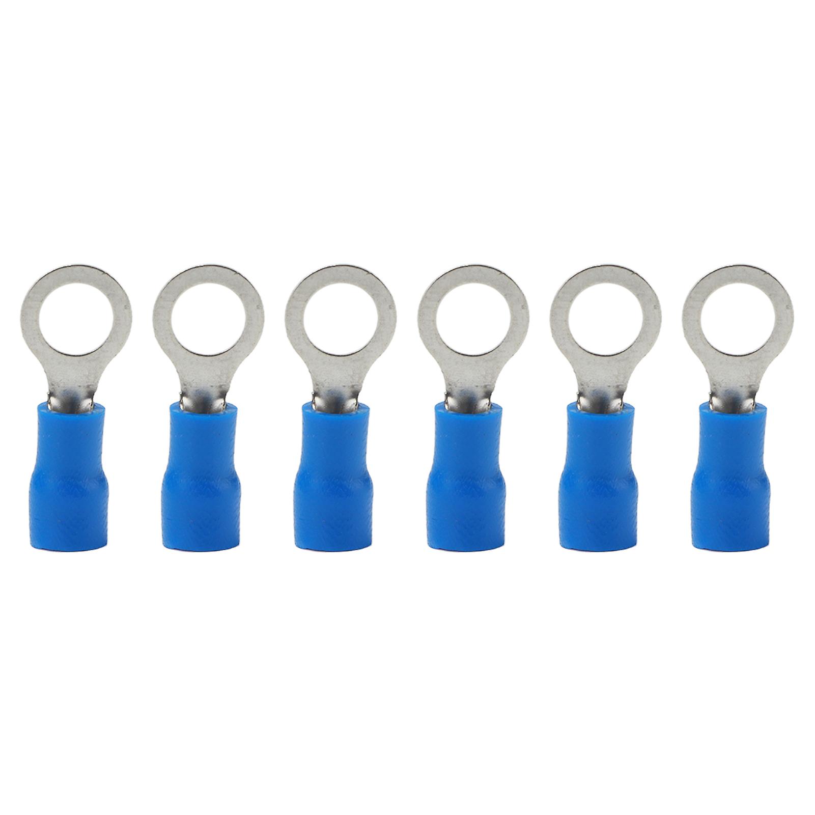 100pcs Pre Insulated Ring Crimp Terminals Copper Pvc Wire Connector For Machinery Awg 2216rv1.255 Blue