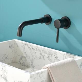 Miscool Single Handle Wall Mounted Bathroom Faucet in Matte Black FANKHD10G0909L