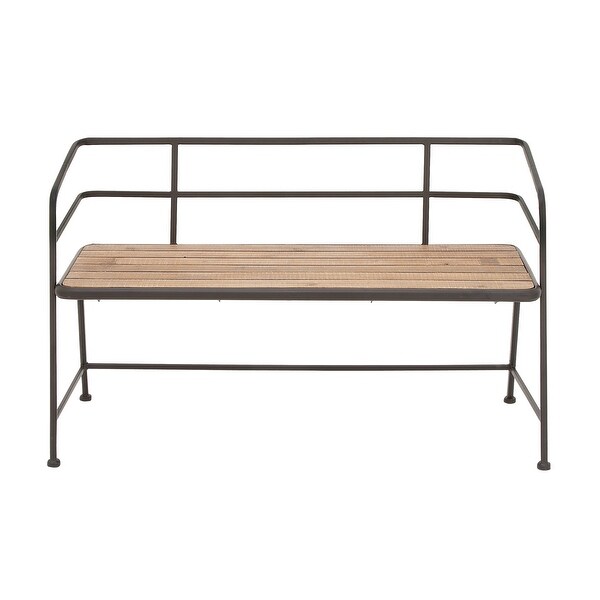 Black Metal Bench with Wood Seat