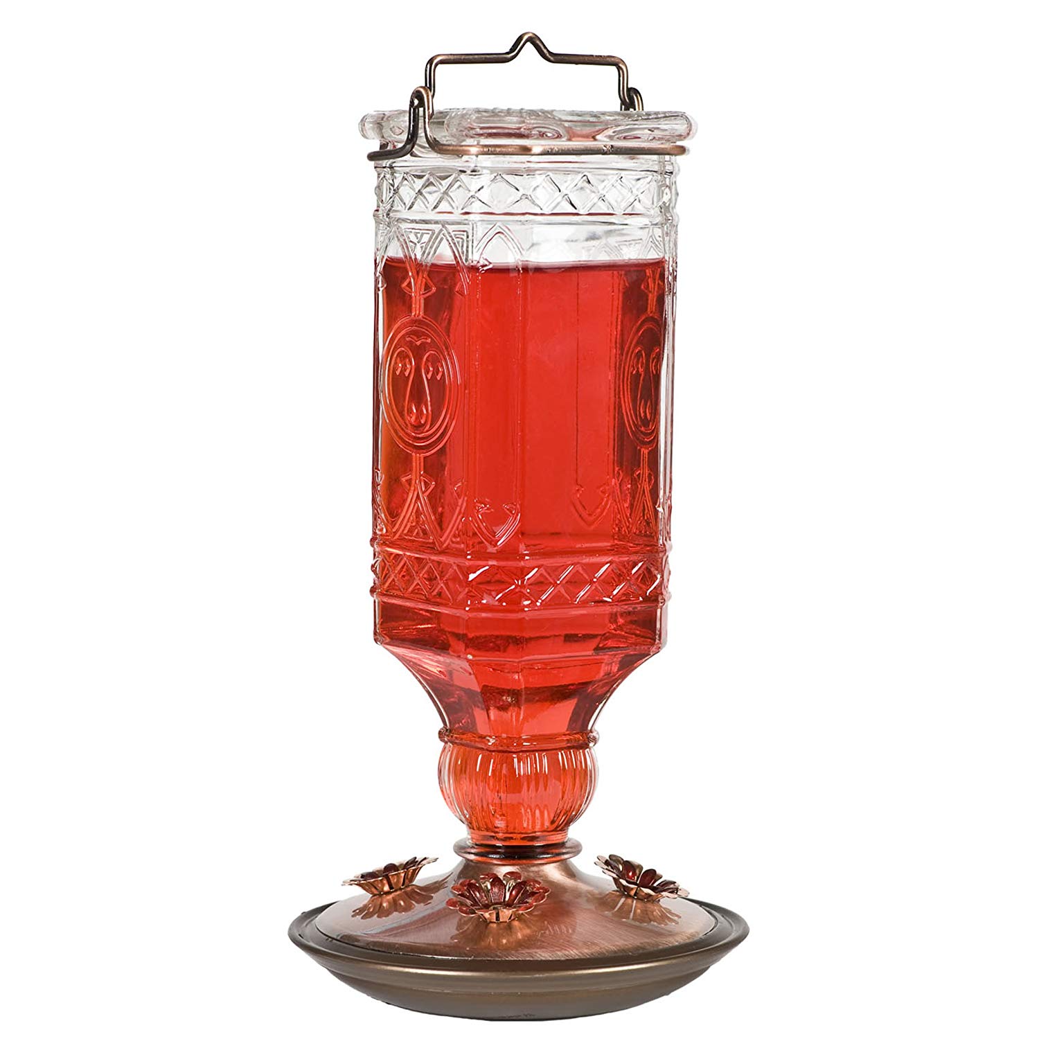 Perky-Pet 24 oz Clear Square Antique Bottle Glass Hummingbird Feeder