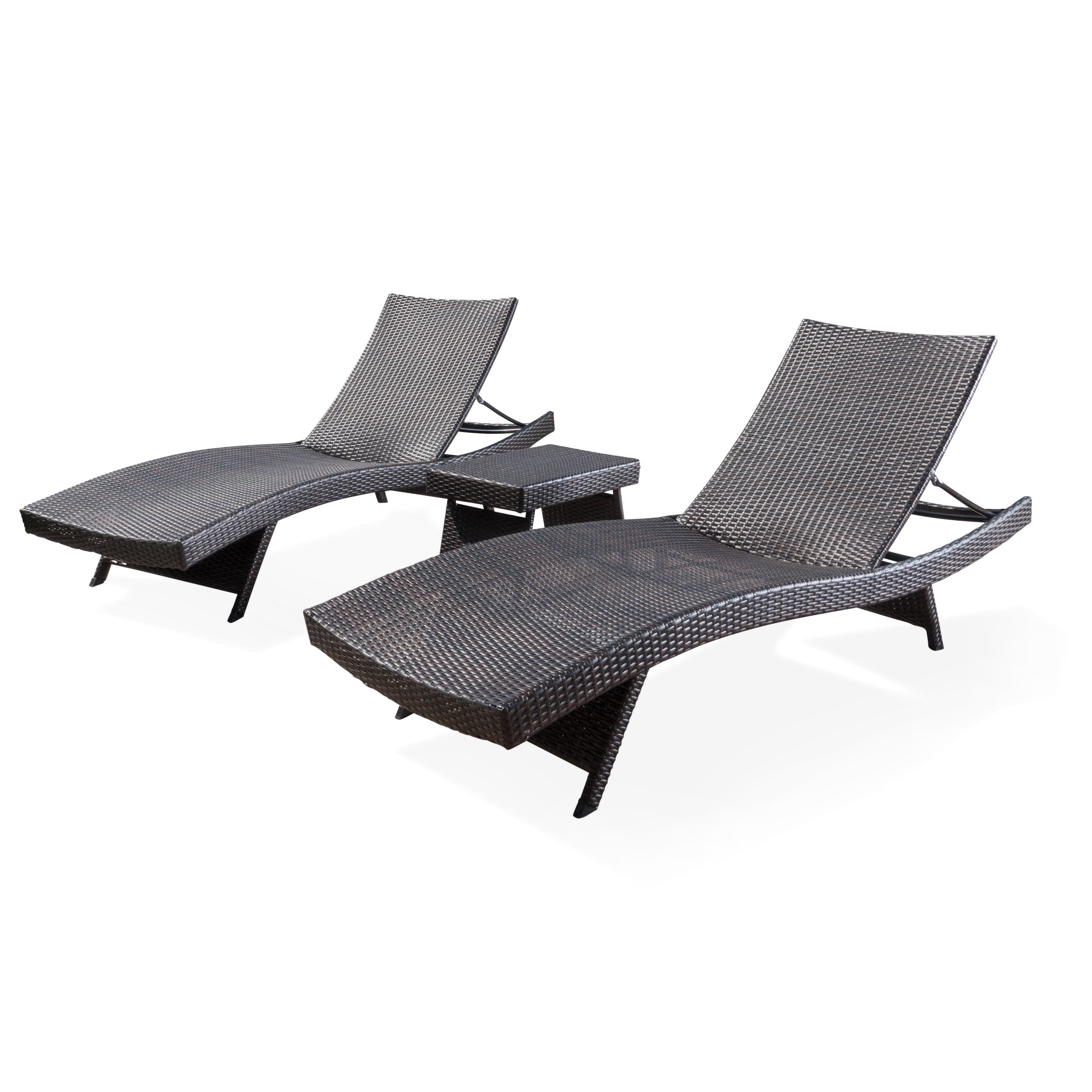 Lakeport 3pc Outdoor Wicker Chaise Lounge & Table Set