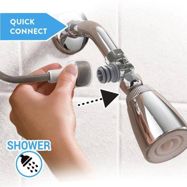 RINSE ACE 3-Spray Single Freestanding Handheld Adjustable Shower Head in White 94566