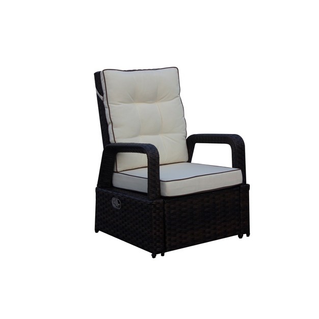 Saint Birch Brusell Outdoor Wicker Recliner Patio Chair Dark Brown