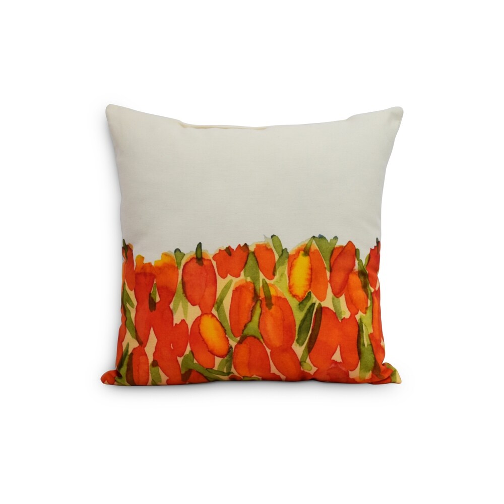 Sunset Tulip Garden 20 inch Floral Decorative Outdoor Pillow