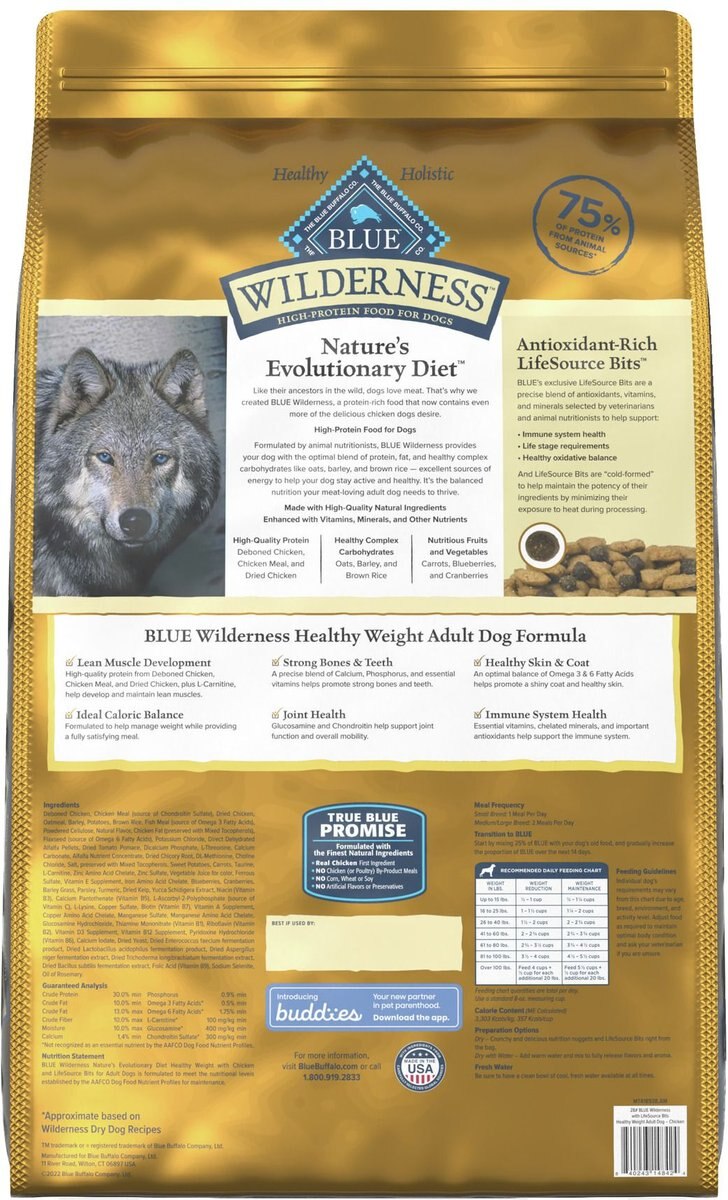 Blue Buffalo Wilderness Healthy Weight Chicken Adult Dog Dry Food