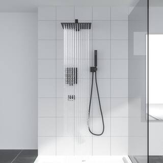 LORDEAR Single Handle 3-Spray High Pressure Tub and Shower Faucet with 12 in. Shower Head in Oil Rubbed Bronze Valve Included SLF16015-ORB-12