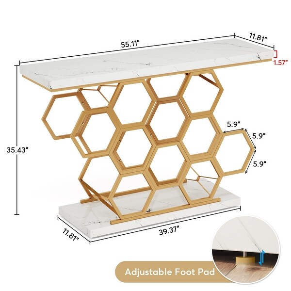 Modern Console Table Entryway Table with Gold Metal Base