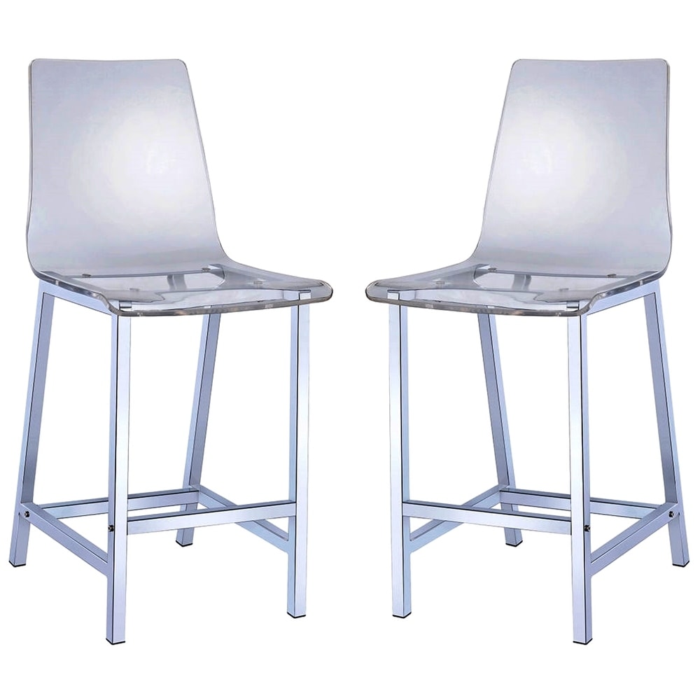 Melaney Art Deco Sleek Design Clear Acrylic Dining Stools (Set of 2)