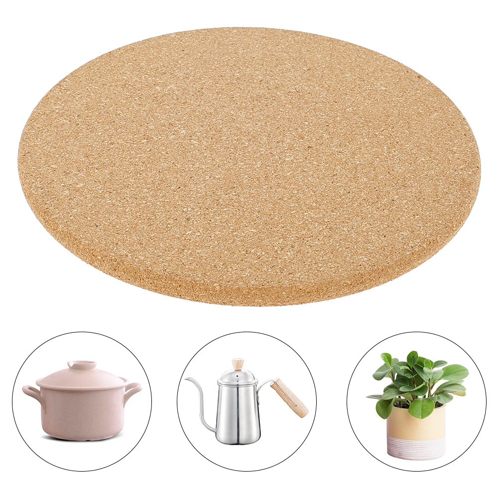 Everso Cork Pot Holder，3Pcs Cork Pot Holder Heat Resistant Round Pans Stands Pad Coasters Worktop Saver Mats