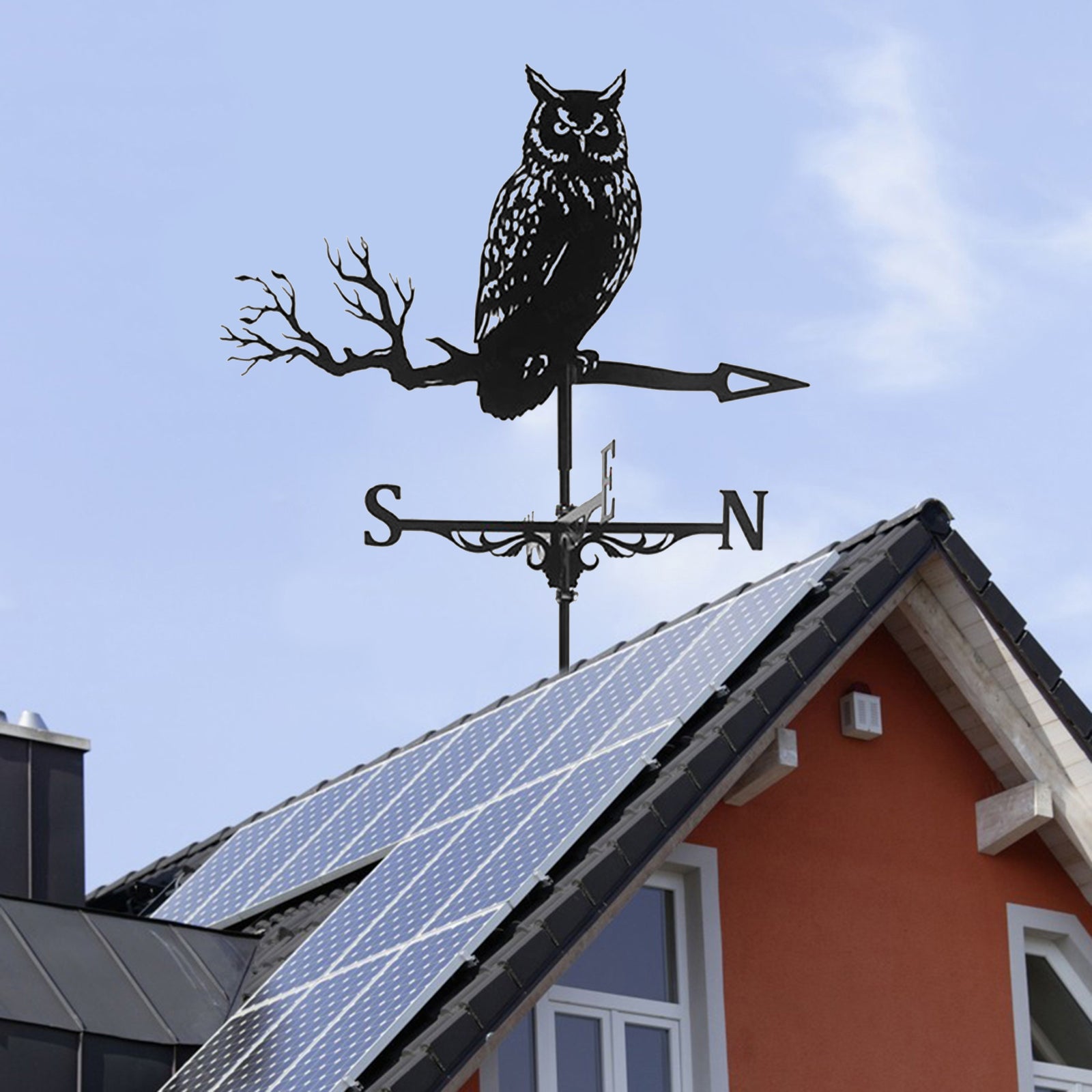 Metal Owl Shape Weathervane Weather Vane Yard Garden Barn Scene 30 Tall