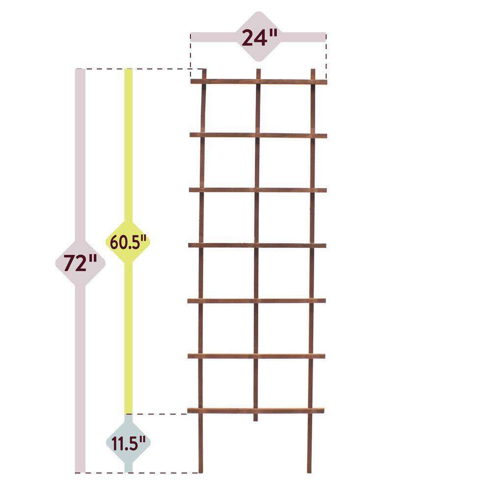 Outdoor Essentials Homestead 72 in. Walnut‐Tone Grid Ladder Trellis (2‐Pack) 490388