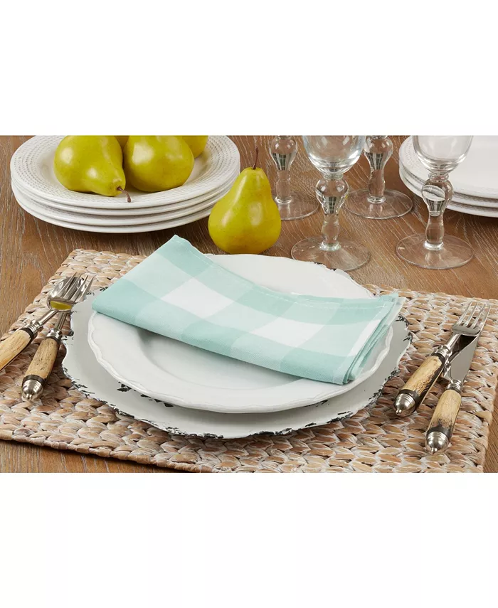 Saro Lifestyle Buffalo Plaid Check Pattern Design Cotton Napkins Set of 4 20 x 20