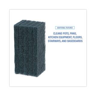 Boardwalk 4 in. x 10 in. Medium-Duty Blue Sponge Pad 20Count BWK402