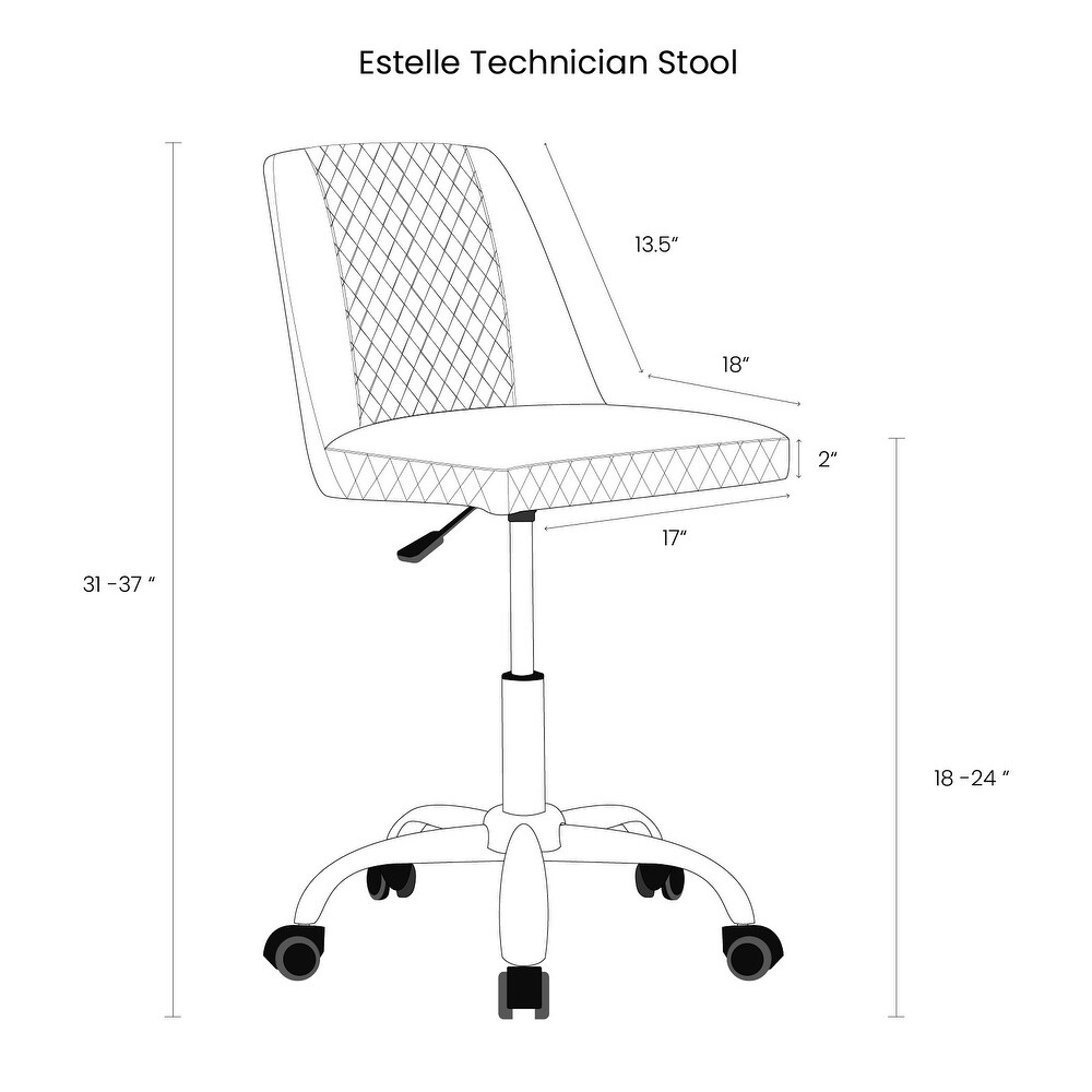 ESTELLE Home Office Button Tufted Desk Chair  Armless Thick Cushion  Adjustable Height 18\