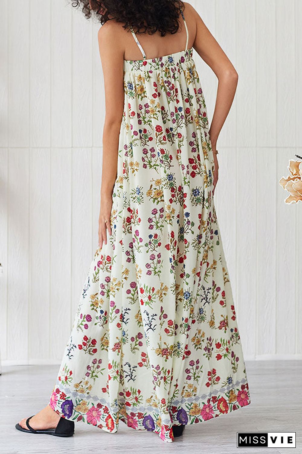 Floral Print Sleeveless Slit Maxi Dress