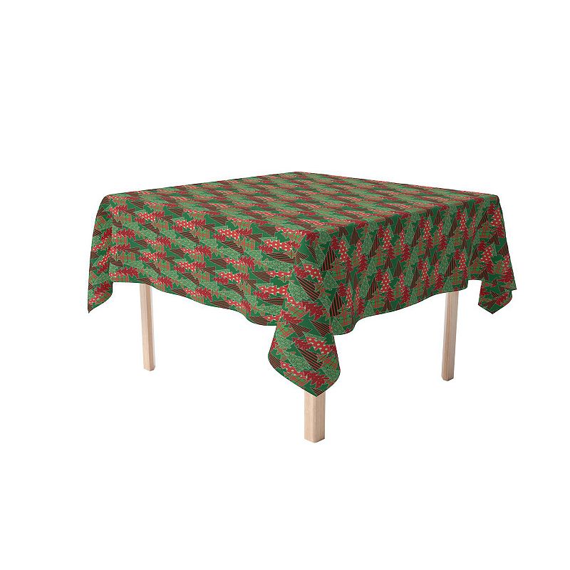 Square Tablecloth， 100% Polyester， 70x70， Christmas Tree Patchwork