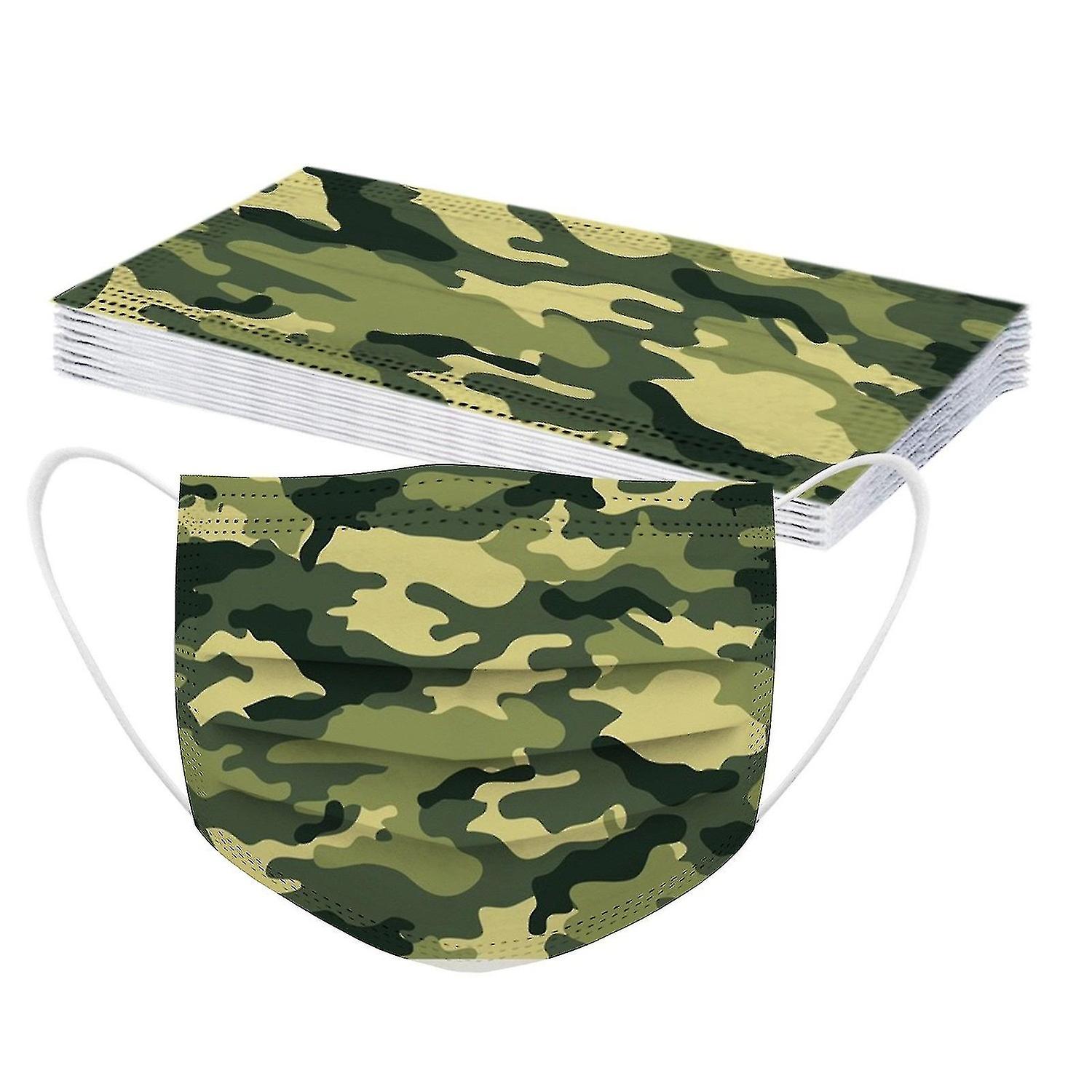 10pcs Disposable Face Mask ， Camo Variety Style - 3 Ply Masks For Adults And Children