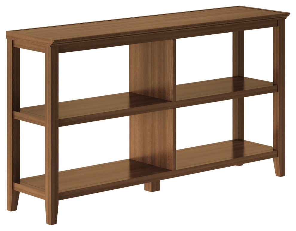 Newridge 2 Tier Low Wooden Bookcase Walnut   Transitional   Bookcases   by VirVentures  Houzz