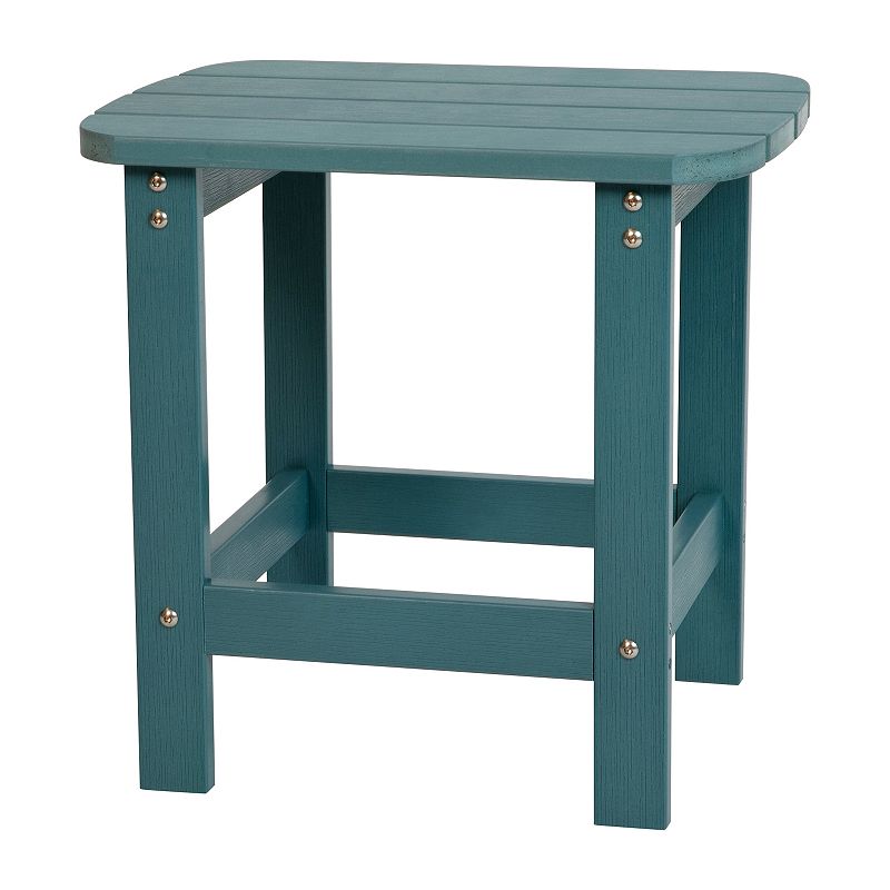 Emma and Oliver Hammond Indoor/Outdoor Polyresin Adirondack Side Table for Porch， Patio， or Sunroom