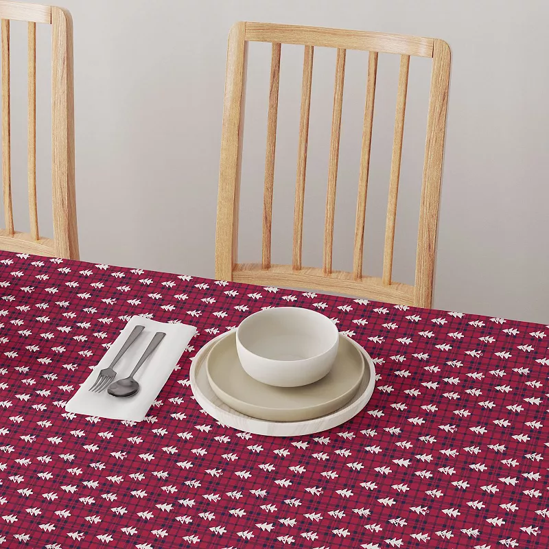 Rectangular Tablecloth， 100% Cotton， 52x104， Holiday Woodland Plaid