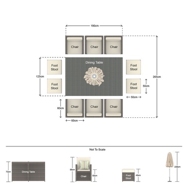 11-pc. Outdoor Patio Wicker Dining Table Set w/ Chairs and Ottomans -  - 19983697