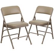 Emma and Oliver 2 Pack Curved Triple Braced Black Vinyl Metal Folding Chair