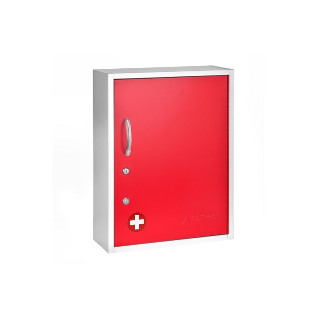 Adirmed 21 In H X 16 In W Dual Lock Surface mount Medical Security Cabinet In Red With Pull out