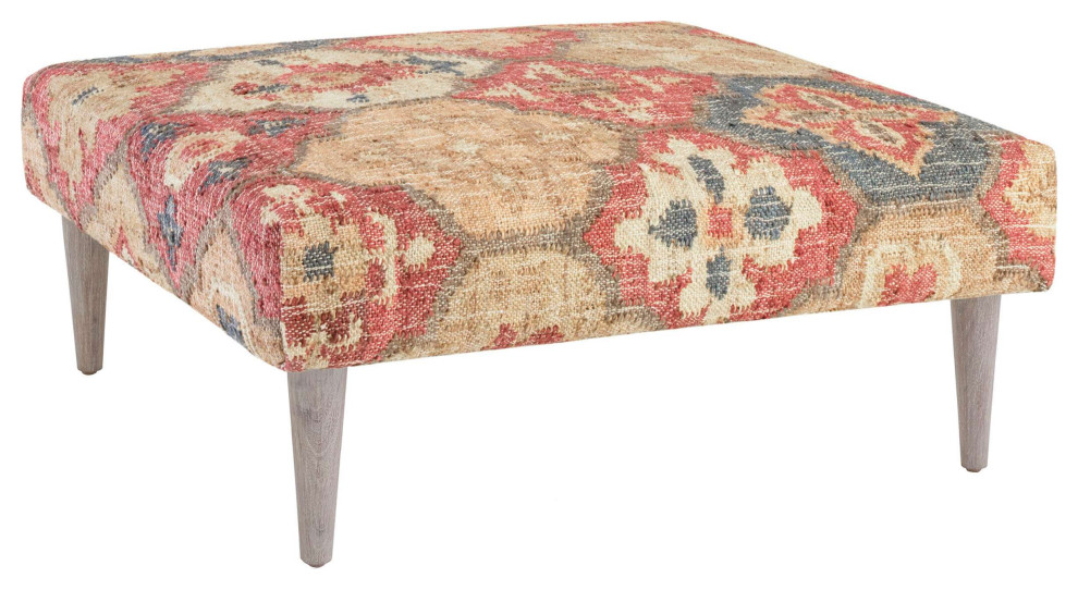 Pali Tapered Cerused Oak Leg Rug Ottoman   Midcentury   Footstools And Ottomans   by Annie Selke  Houzz