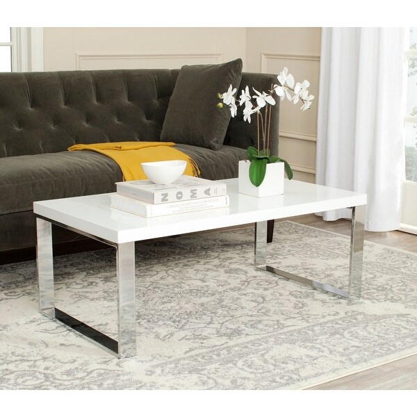 SAFAVIEH Rockford White/ Chrome Glam Coffee Table - 43.3