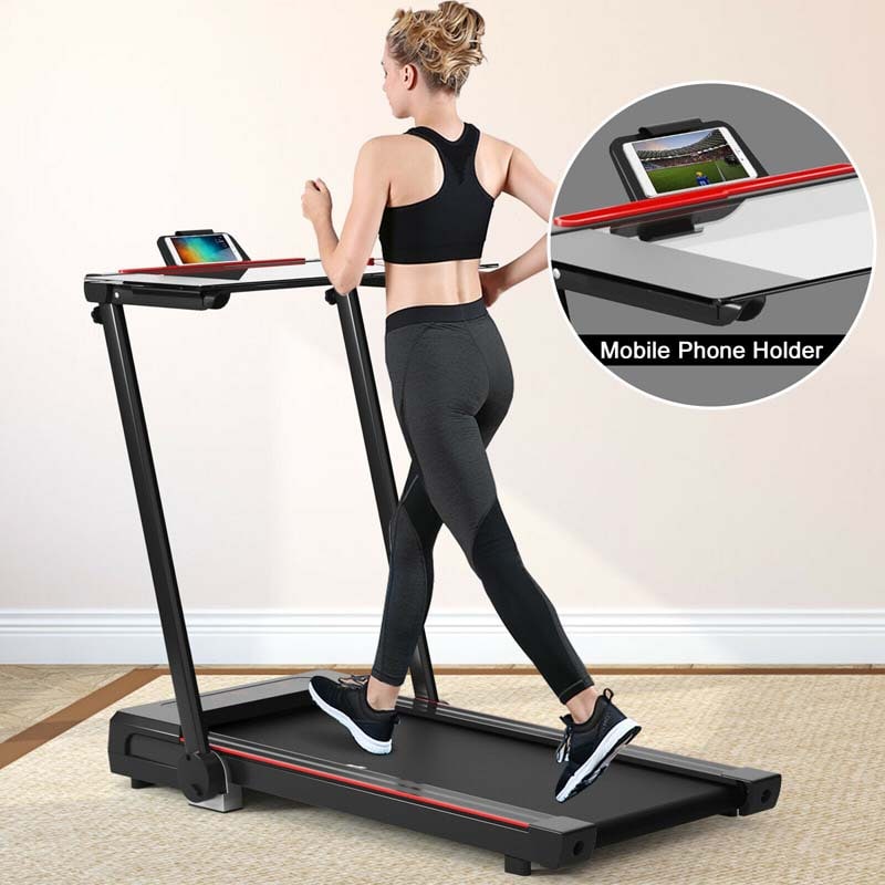 3-in-1 Folding Treadmill with Large Desk, 2.25HP Under Desk Treadmill, Workout Running Machine for Home Gym Office with LCD Speakers