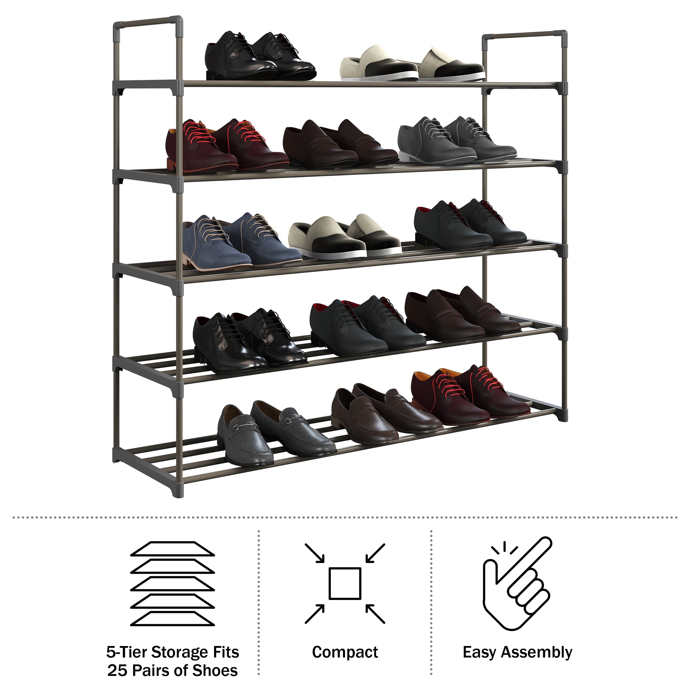 Shoe Rack with 5 Shelves Holds 30 Pairs by Home-Complete