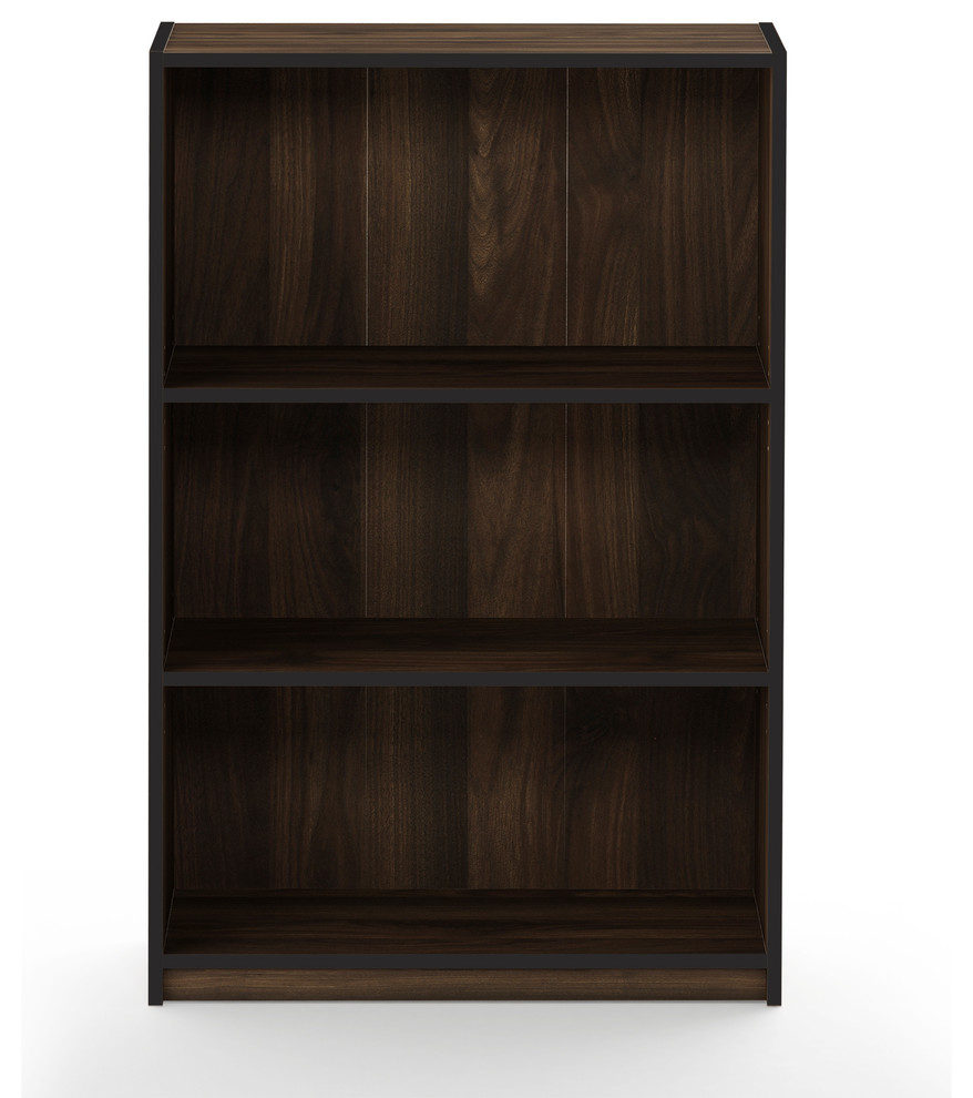 Furinno JAYA Simple Home 3 Tier Adjustable Shelf Bookcase  Columbia Walnut   Transitional   Bookcases   by Furinno  Houzz