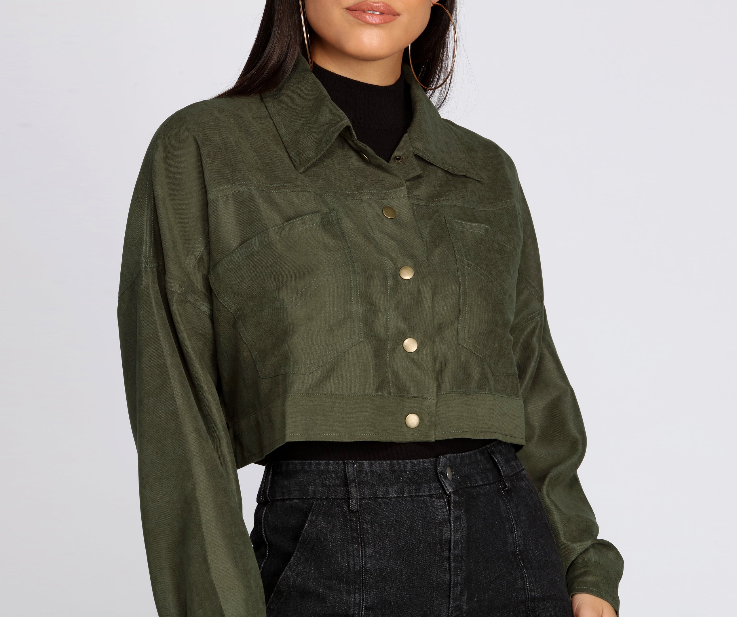 Cropped And Collared Lightweight Jacket